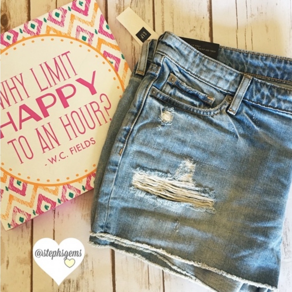 GAP Distressed Blue Denim Shorts